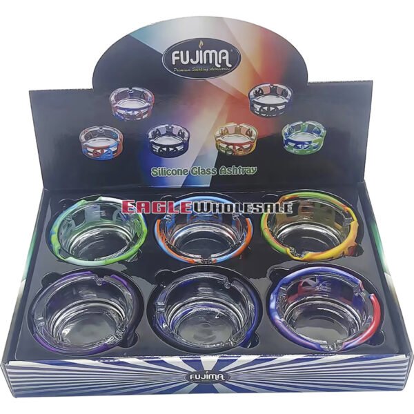 FUJIMA GA54 SILICONE GLASS ASHTRAY LEAF DESIGN 6CT