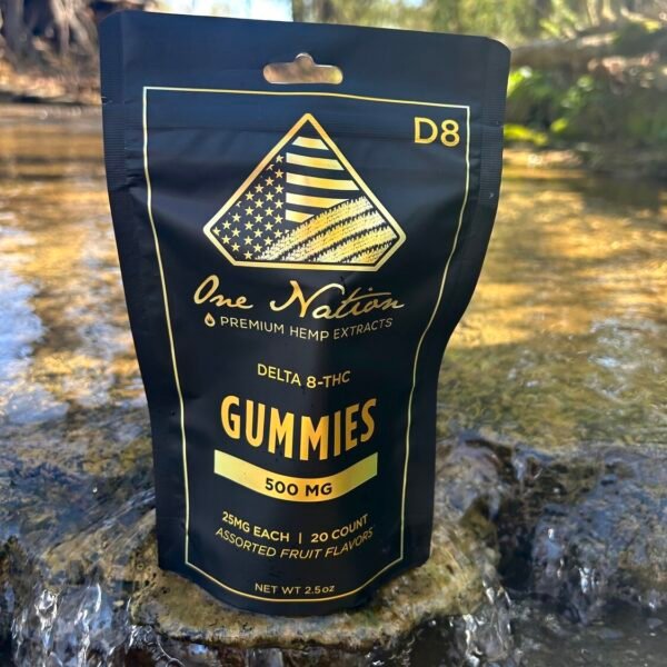 ONE NATION D8 THC 500MG GUMMIES 20CT PER BAG