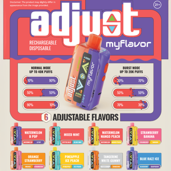 ADJUST MYFLAVOR 40K DISPOSABLE 5CT DISPLAY