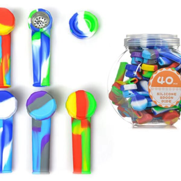 SILICONE HAND PIPE SPOON 40CT JAR -CY#538