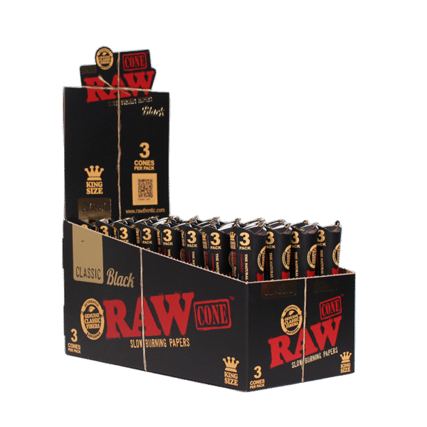 RAW BLACK KING SIZE CONE 3 CONES PK 32PK BOX