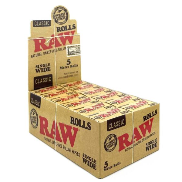 RAW CLASSIC ROLLS SINGLE WIDE 5 METER 24CT BOX