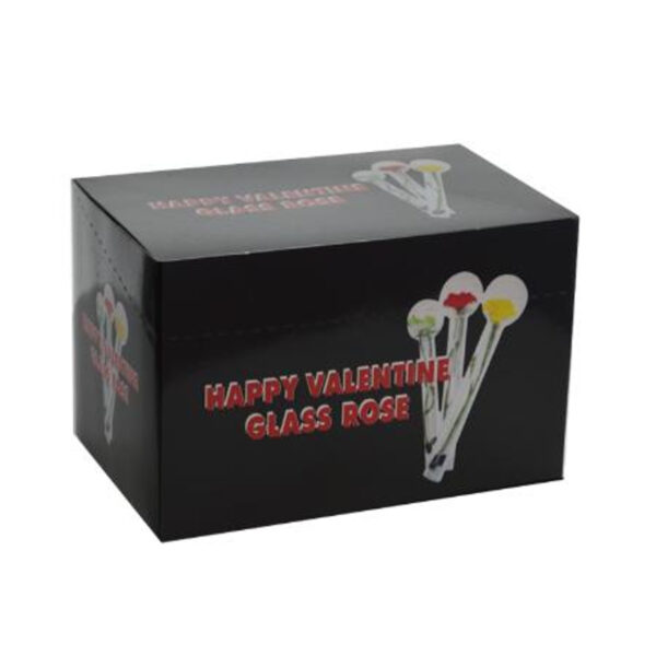 HAPPY VALENTINE GLASS ROSE 4'' 24PCS