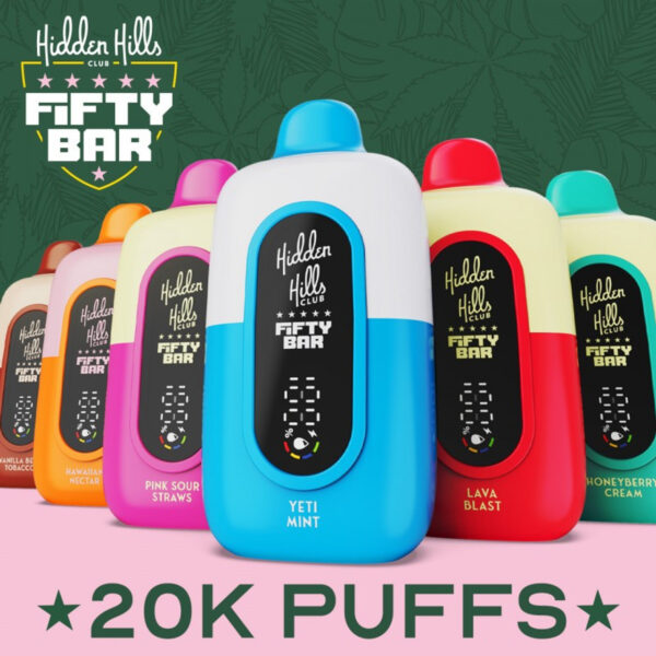 HIDDEN HILLS & FIFTY BAR 20K DISPOSABLE 5CT DISPLAY